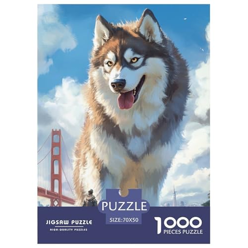 Sibirischer Husky 1000 Teile Puzzles Puzzlespiele Unmögliche Herausforderung Für Erwachsene Und Kinder Ab 12 Jahren Tolle Geschenkidee 70x50cm/1000pcs von ZXOAWQX