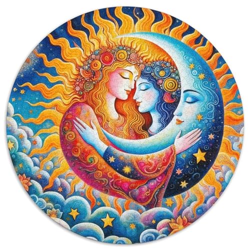 Sonne und Mond 1000 Teile Rundes Puzzle Stressabbau Geschenk Unmögliches Spiel Für Die Ganze Familie 1000pcs (67.5x67.5cm) von ZXOAWQX