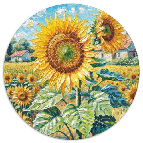 Sonnenblumen 1000 Teile Rundes Puzzle Kreatives Blumen Jigsaw Geschenk Unmögliches Spiel Für Die Ganze Familie 1000pcs (67.5x67.5cm) von ZXOAWQX
