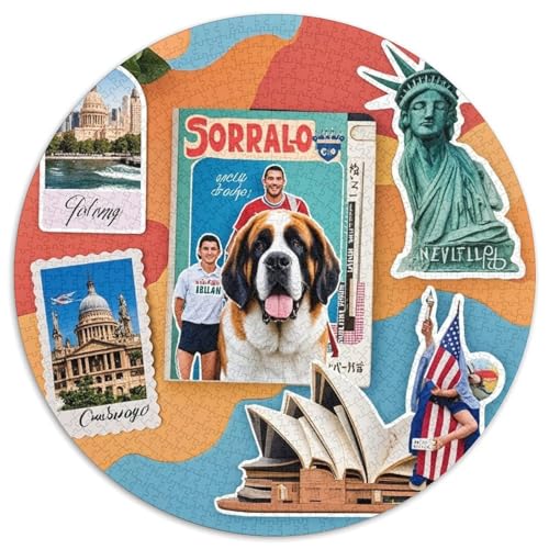 St. Bernard 1000 Teile Rundes Puzzle Stressabbau Hund Jigsaw Geschenk Anspruchsvoll Für Erwachsene Und Kinder 1000pcs (67.5x67.5cm) von ZXOAWQX