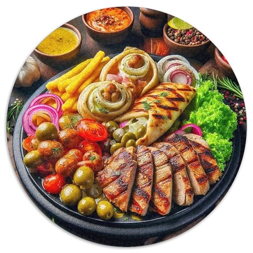 Steak 1000 Teile Rundes Puzzle Stressabbau Jigsaw Geschenk Unmögliches Spiel Für Erwachsene Und Kinder 1000pcs (67.5x67.5cm) von ZXOAWQX