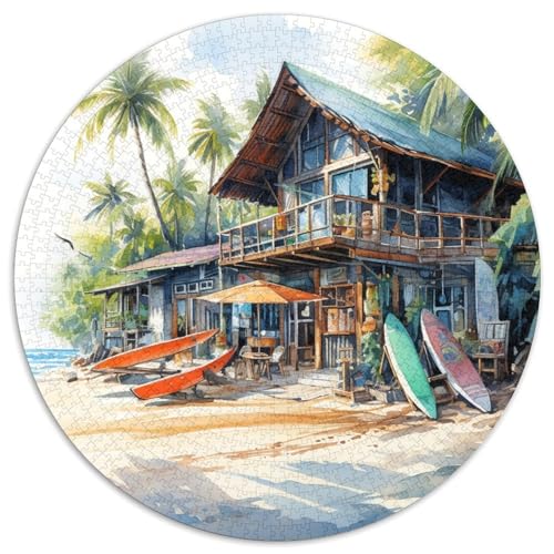 Strandgeschäft 1000 Teile Rundes Puzzle Kreatives Geschenk Unmögliches Spiel Für Die Ganze Familie 1000pcs (67.5x67.5cm) von ZXOAWQX