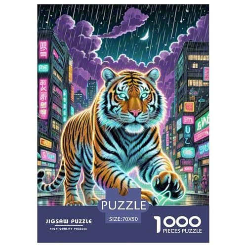 Tiger 1000 Teile Puzzles Tier Tier Clevere Lernspiel Herausforderung Spielzeug Für Erwachsene Tolle Geschenkidee 70x50cm/1000pcs von ZXOAWQX