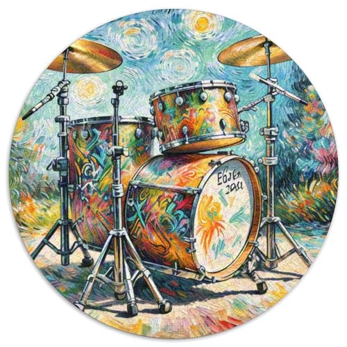 Trommel Set 1000 Teile Rundes Puzzle Stressabbau Geschenk EIN Herausforderndes Für Erwachsene Und Kinder 1000pcs (67.5x67.5cm) von ZXOAWQX