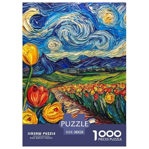 Tulpen 1000 Teile Puzzles Puzzlespiele Lernspiel Herausforderung Spielzeug Für Erwachsene Tolle Geschenkidee 38x26cm/1000pcs von ZXOAWQX