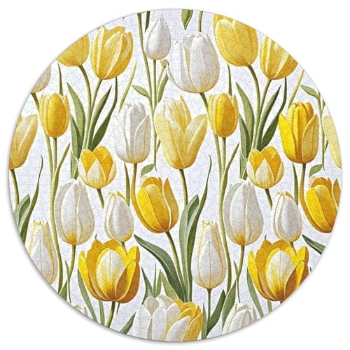 Tulpen 1000 Teile Rundes Puzzle Kreatives Blumen Geschenk Unmögliches Spiel Für Erwachsene Und Kinder 1000pcs (67.5x67.5cm) von ZXOAWQX
