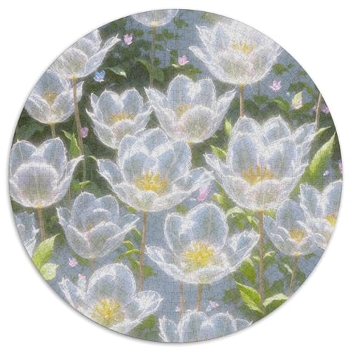 Tulpen 1000 Teile Rundes Puzzle Stressabbau Blumen Jigsaw Geschenk Unmögliches Spiel Für Erwachsene Und Kinder 1000pcs (67.5x67.5cm) von ZXOAWQX