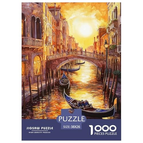 Venedig Wasserstadt 1000 Teile Puzzles Puzzlespiele Kreative Unterhaltung Für Erwachsene Tolle Geschenkidee 38x26cm/1000pcs von ZXOAWQX