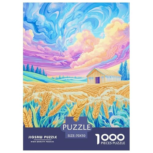 Weizenfeld 1000 Teile Puzzles Clevere Klassisches Lernspiel Für Erwachsene Tolle Geschenkidee 70x50cm/1000pcs von ZXOAWQX