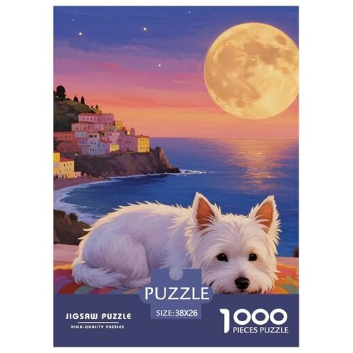West Highland Weißer Terrier 1000 Teile Puzzles Haustier Hund Classic Lernspiel Herausforderung Spielzeug Für Erwachsene Tolle Geschenkidee 38x26cm/1000pcs von ZXOAWQX