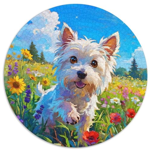 West Highland Weißer Terrier 1000 Teile Rundes Puzzle Kreatives Haustier Hund Jigsaw Geschenk Unmögliches Spiel Für Die Ganze Familie 1000pcs (67.5x67.5cm) von ZXOAWQX