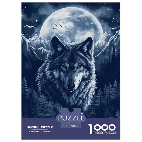 Wölfe im Mondlicht 1000 Teile Puzzles DekoRatteion Klassisches Lernspiel Für Erwachsene Und Kinder Ab 12 Jahren Tolle Geschenkidee 70x50cm/1000pcs von ZXOAWQX