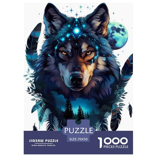 Wolf 1000 Teile Puzzles Puzzlespiele EIN Herausforderndes Für Erwachsene Und Kinder Ab 12 Jahren Tolle Geschenkidee 70x50cm/1000pcs von ZXOAWQX