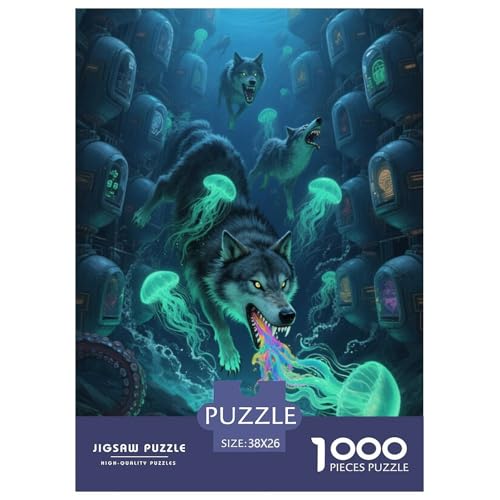 Wolf 1000 Teile Puzzles Tier Puzzlespiele EIN Herausforderndes Für Erwachsene Und Kinder Ab 12 Jahren Tolle Geschenkidee 38x26cm/1000pcs von ZXOAWQX