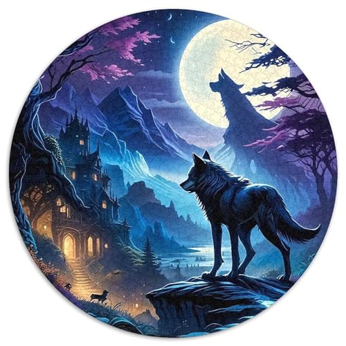 Wolf 1000 Teile Rundes Puzzle Kreatives Geschenk Unmögliches Spiel Für Erwachsene Und Kinder 1000pcs (67.5x67.5cm) von ZXOAWQX