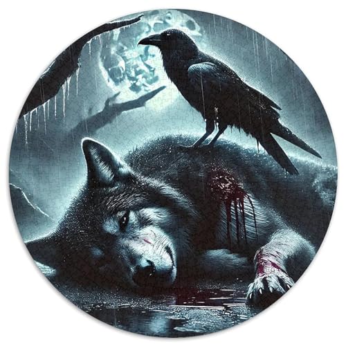 Wolf 1000 Teile Rundes Puzzle Kreatives Jigsaw Geschenk EIN Herausforderndes Puzzle Für Die Ganze Familie 1000pcs (67.5x67.5cm) von ZXOAWQX