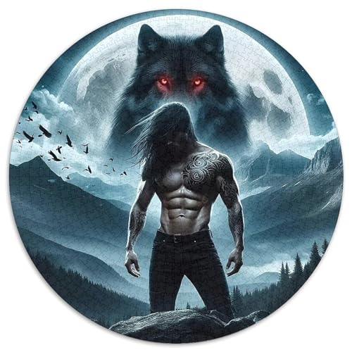 Wolf 1000 Teile Rundes Puzzle Kreatives Jigsaw Geschenk EIN Herausforderndes Puzzle Für Erwachsene Und Kinder 1000pcs (67.5x67.5cm) von ZXOAWQX