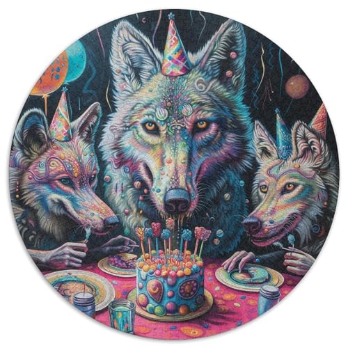 Wolf 1000 Teile Rundes Puzzle Stressabbau Geschenk Unmögliches Spiel Für Erwachsene Und Kinder 1000pcs (67.5x67.5cm) von ZXOAWQX