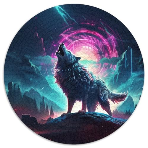 Wolf 1000 Teile Rundes Puzzle Stressabbau Geschenk Unmögliches Spiel Für Erwachsene Und Kinder 1000pcs (67.5x67.5cm) von ZXOAWQX