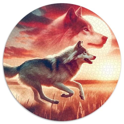 Wolf 1000 Teile Rundes Puzzle Stressabbau Geschenk Unmögliches Spiel Für Erwachsene Und Kinder 1000pcs (67.5x67.5cm) von ZXOAWQX