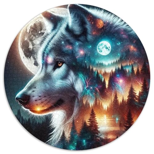 Wolf 1000 Teile Rundes Puzzle Stressabbau Geschenk Unmögliches Spiel Für Erwachsene Und Kinder 1000pcs (67.5x67.5cm) von ZXOAWQX