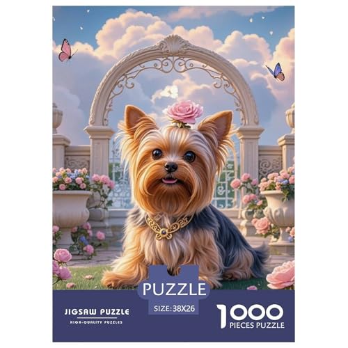 Yorkshire Terrier 1000 Teile Puzzles Hund Dekoration Unmögliche Herausforderung Für Erwachsene Und Kinder Ab 12 Jahren Tolle Geschenkidee 38x26cm/1000pcs von ZXOAWQX