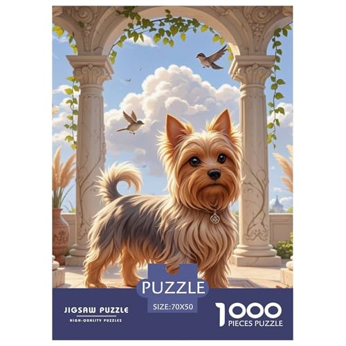 Yorkshire Terrier 1000 Teile Puzzles Hund Puzzlespiele Kreative Unterhaltung Für Erwachsene Und Kinder Ab 12 Jahren Tolle Geschenkidee 70x50cm/1000pcs von ZXOAWQX