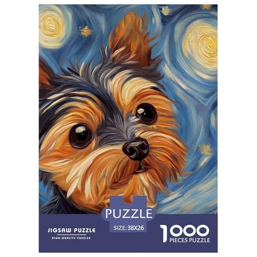 Yorkshire Terrier 1000 Teile Puzzles Puzzlespiele Klassisches Lernspiel Für Erwachsene Und Kinder Ab 12 Jahren Tolle Geschenkidee 38x26cm/1000pcs von ZXOAWQX