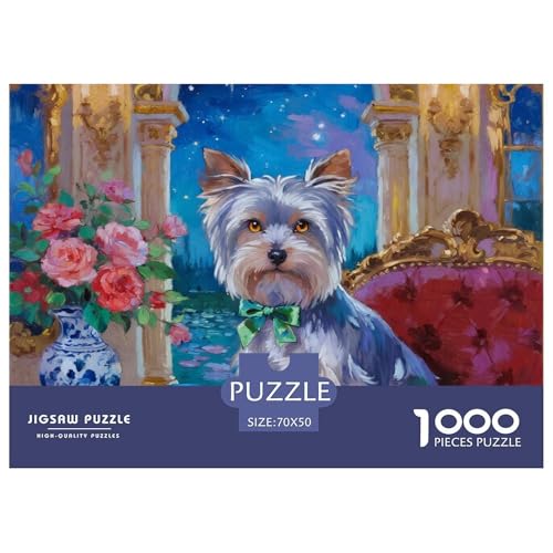 Yorkshire Terrier 1000 Teile Puzzles niedlich Haustierhund Classic Lernspiel Herausforderung Spielzeug Für Erwachsene Tolle Geschenkidee 70x50cm/1000pcs von ZXOAWQX
