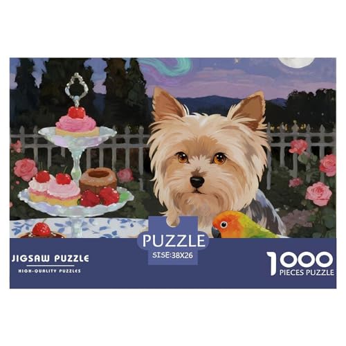 Yorkshire Terrier 1000 Teile Puzzles niedlich Haustierhund Dekoration Lernspiel Herausforderung Spielzeug Für Die Ganze Familie Tolle Geschenkidee 38x26cm/1000pcs von ZXOAWQX