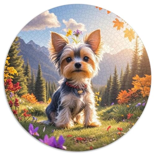 Yorkshire Terrier 1000 Teile Rundes Puzzle Kreatives Hund Geschenk Unmögliches Spiel Für Die Ganze Familie 1000pcs (67.5x67.5cm) von ZXOAWQX