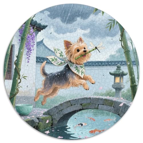Yorkshire Terrier 1000 Teile Rundes Puzzle Kreatives Hund Geschenk Unmögliches Spiel Für Erwachsene Und Kinder 1000pcs (67.5x67.5cm) von ZXOAWQX