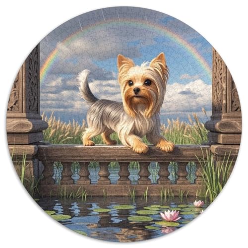 Yorkshire Terrier 1000 Teile Rundes Puzzle Kreatives Hund Geschenk Unmögliches Spiel Für Erwachsene Und Kinder 1000pcs (67.5x67.5cm) von ZXOAWQX