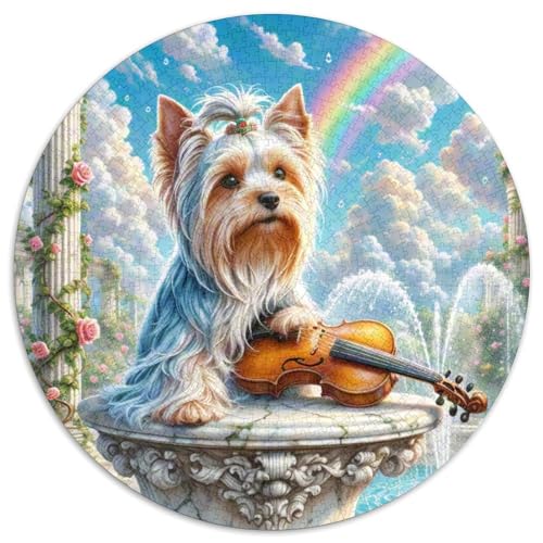Yorkshire Terrier 1000 Teile Rundes Puzzle Kreatives Hund Geschenk Unmögliches Spiel Für Erwachsene Und Kinder 1000pcs (67.5x67.5cm) von ZXOAWQX
