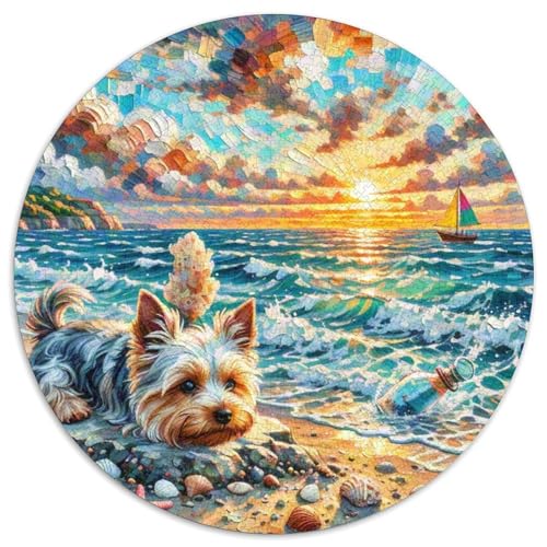 Yorkshire Terrier 1000 Teile Rundes Puzzle Stressabbau Hund Geschenk Unmögliches Spiel Für Die Ganze Familie 1000pcs (67.5x67.5cm) von ZXOAWQX