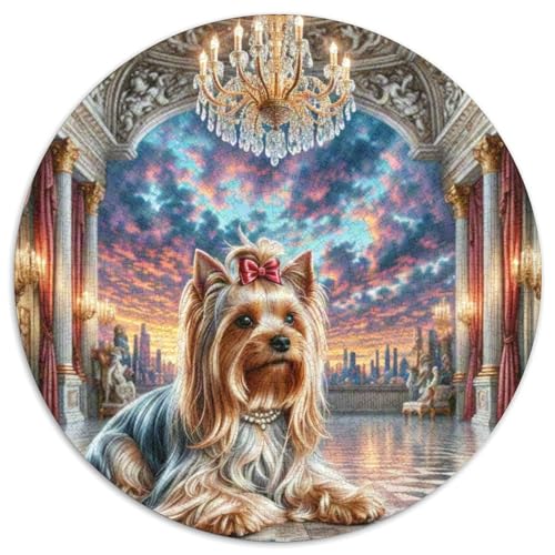 Yorkshire Terrier 1000 Teile Rundes Puzzle Stressabbau Hund Geschenk Unmögliches Spiel Für Die Ganze Familie 1000pcs (67.5x67.5cm) von ZXOAWQX