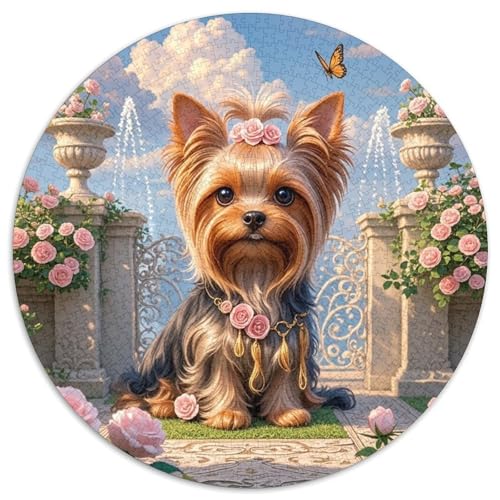Yorkshire Terrier 1000 Teile Rundes Puzzle Stressabbau Hund Geschenk Unmögliches Spiel Für Erwachsene Und Kinder 1000pcs (67.5x67.5cm) von ZXOAWQX