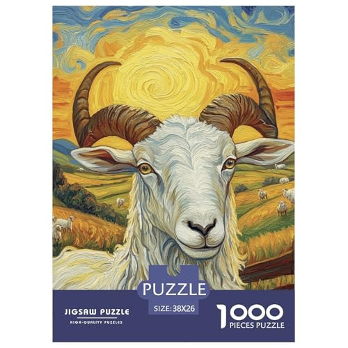 Ziege 1000 Teile Puzzles Puzzlespiele Lernspiel Herausforderung Spielzeug Für Die Ganze Familie Tolle Geschenkidee 38x26cm/1000pcs von ZXOAWQX