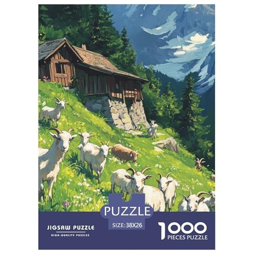 Ziege 1000 Teile Puzzles Puzzlespiele Lernspiel Herausforderung Spielzeug Für Erwachsene Und Kinder Ab 12 Jahren Tolle Geschenkidee 38x26cm/1000pcs von ZXOAWQX