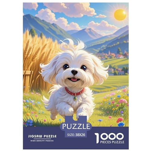 maltesisch 1000 Teile Puzzles Hund Clevere Klassisches Lernspiel Für Erwachsene Und Kinder Ab 12 Jahren Tolle Geschenkidee 38x26cm/1000pcs von ZXOAWQX