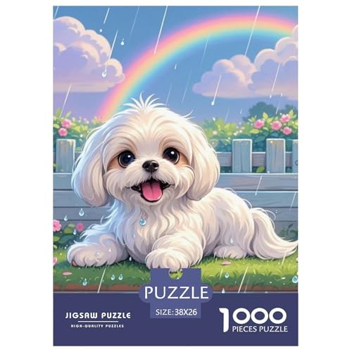 maltesisch 1000 Teile Puzzles Hund Dekoration EIN Herausforderndes Für Die Ganze Familie Tolle Geschenkidee 38x26cm/1000pcs von ZXOAWQX