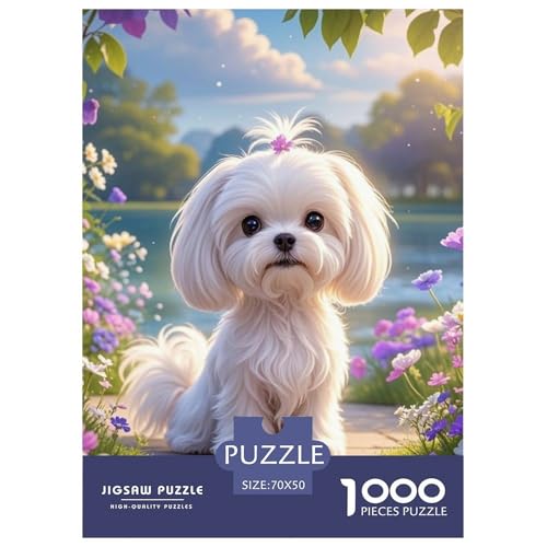 maltesisch 1000 Teile Puzzles Hund Dekoration EIN Herausforderndes Für Die Ganze Familie Tolle Geschenkidee 70x50cm/1000pcs von ZXOAWQX