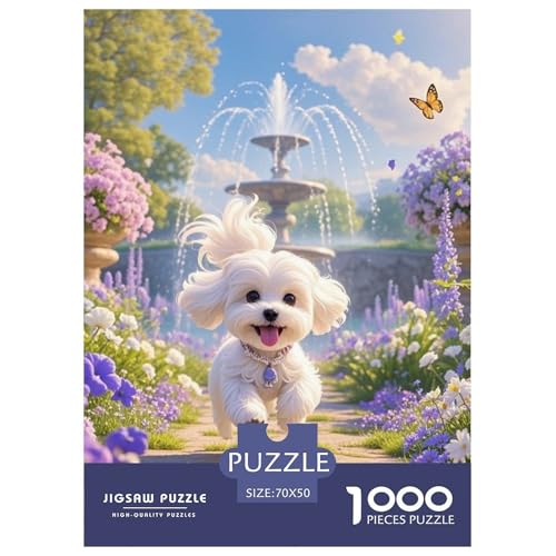 maltesisch 1000 Teile Puzzles Hund Puzzlespiele Klassisches Lernspiel Für Erwachsene Tolle Geschenkidee 70x50cm/1000pcs von ZXOAWQX