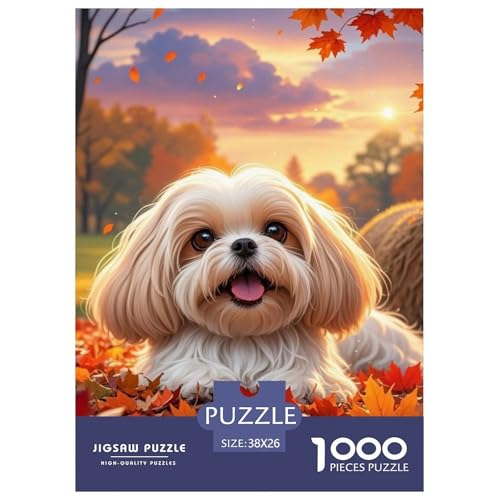 maltesisch 1000 Teile Puzzles Hund Puzzlespiele Klassisches Lernspiel Für Erwachsene Und Kinder Ab 12 Jahren Tolle Geschenkidee 38x26cm/1000pcs von ZXOAWQX