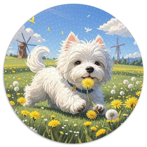maltesisch 1000 Teile Rundes Puzzle Kreatives Hund Geschenk Unmögliches Spiel Für Erwachsene Und Kinder 1000pcs (67.5x67.5cm) von ZXOAWQX