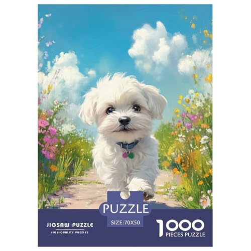 maltesisch Dog 1000 Teile Puzzles DekoRatteion Klassisches Lernspiel Für Die Ganze Familie Tolle Geschenkidee 70x50cm/1000pcs von ZXOAWQX