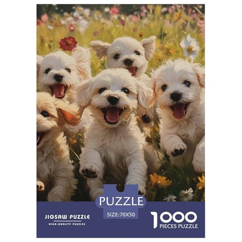 maltesisch Dog 1000 Teile Puzzles DekoRatteion Klassisches Lernspiel Für Erwachsene Tolle Geschenkidee 70x50cm/1000pcs von ZXOAWQX