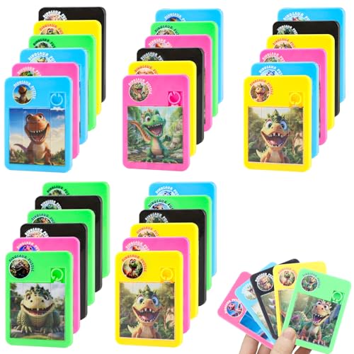 ZXShow 30 Stück Dinosaurier Schiebepuzzle Kinder Schiebepuzzle Tiere Schiebepuzzle Erwachsene Mini Ideal als Mitgebsel Reisespiel,Sicheres Logikspiel für Jungen und Mädchen ab 3 Jahren von ZXShow