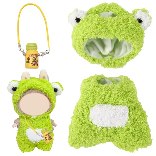 ZXTGBQ 3 Stücke Kleidung für 17 cm Puppen, Puppenkleidung Outfit, Bekleidungs Zubehör, Bekleidung für 17CM Plüsch, Grün (Frosch) von ZXTGBQ