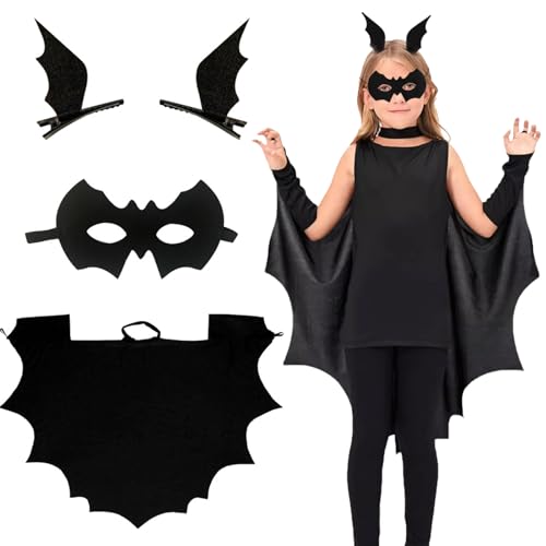ZXTGBQ Halloween Fledermauskostüm für Kinder, Kids Vampire Bat Wings, Fledermaus Kostüm Kinder, Fledermaus Cape, Maske, Haarklammer, Unisex Children, Perfekt für Maskerade, Karneval, Cosplay ZXTGBQ Halloween Fledermauskostüm für Kinder, Kids Vampire Bat Wings, Fledermaus Kostüm Kinder, Fledermaus Cape, Maske, Haarklammer, Unisex Children, Perfekt für Maskerade, Karneval, Cosplay von ZXTGBQ